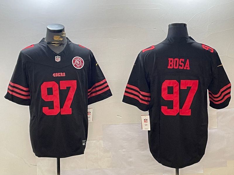 Men San Francisco 49ers #97 Bosa Black three generations 2024 Nike Limited NFL Jersey style 3